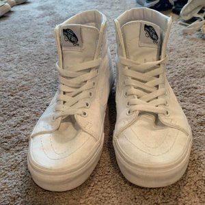 ON HOLD DO NOT BUY all white high top canvas vans (Canvas Sk8-Hi Tapered)
